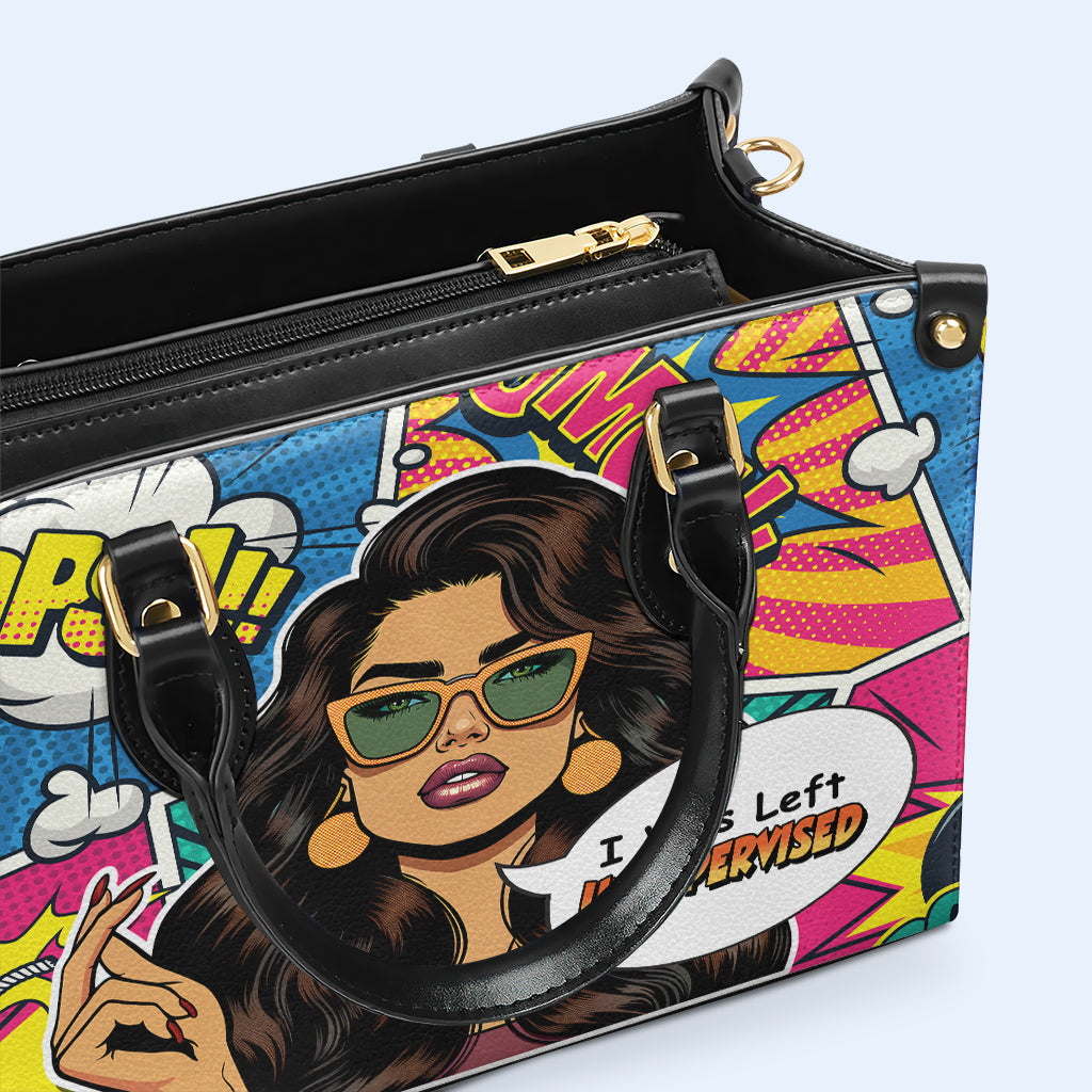 Me dejaron sin supervisión - Bolso de cuero personalizado - UNSUP05