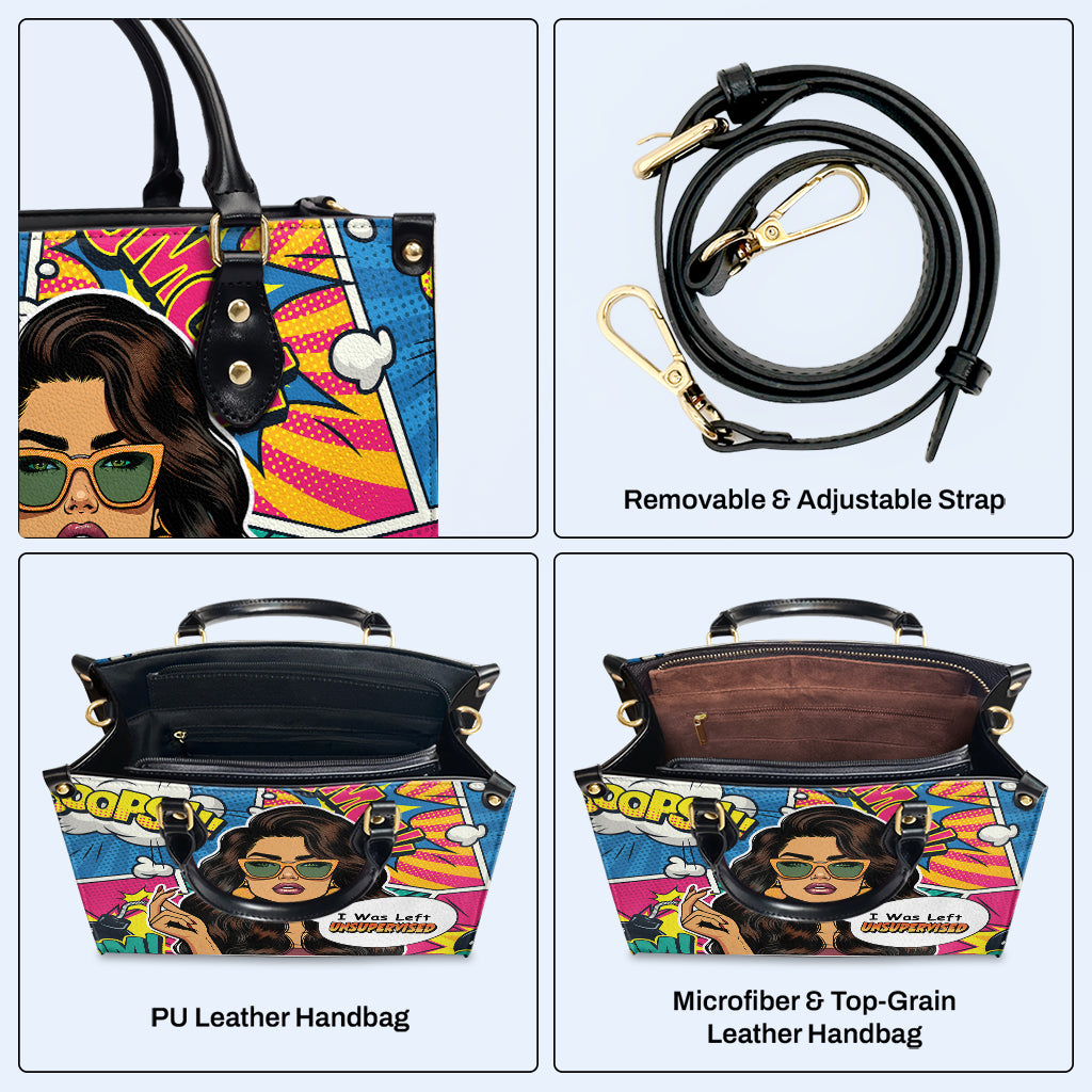 Me dejaron sin supervisión - Bolso de cuero personalizado - UNSUP05