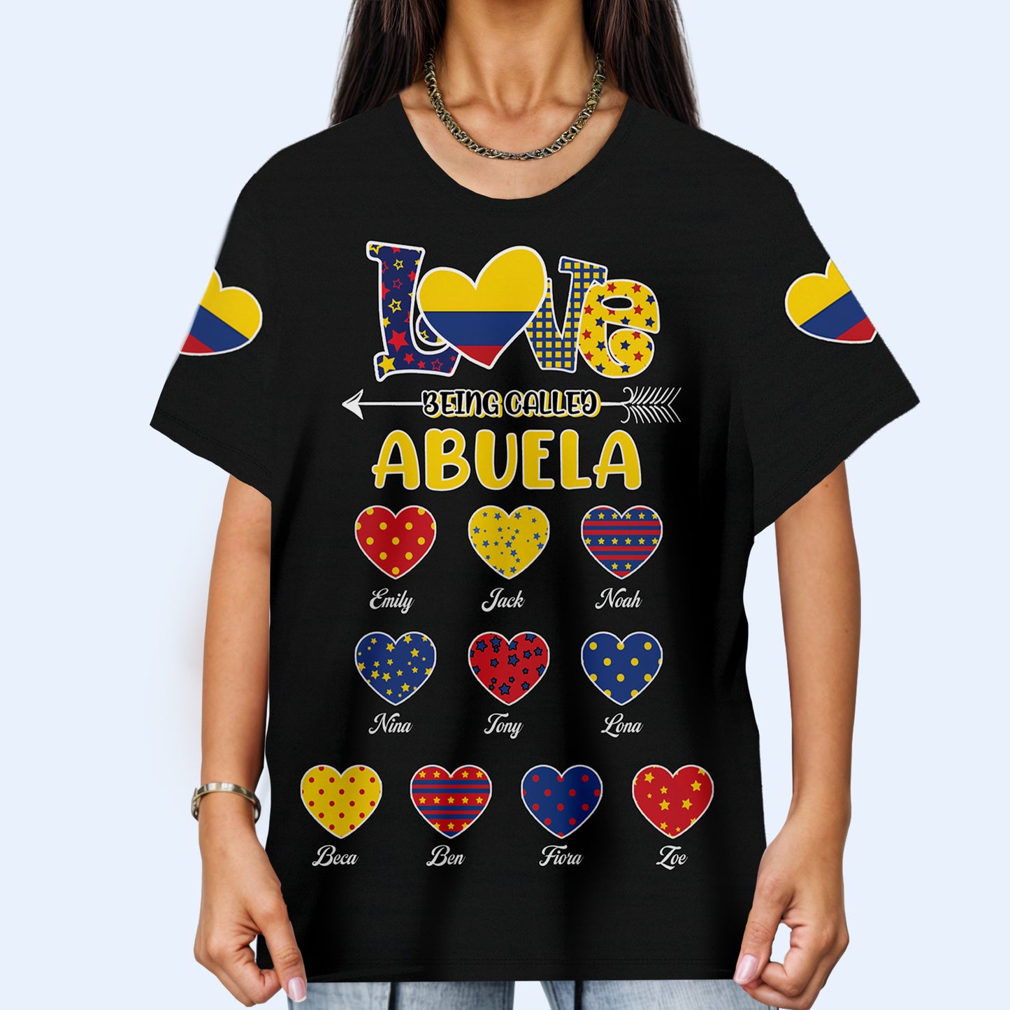 Me encanta que me llamen abuela: camiseta unisex personalizada con estampado completo - LA048_3T