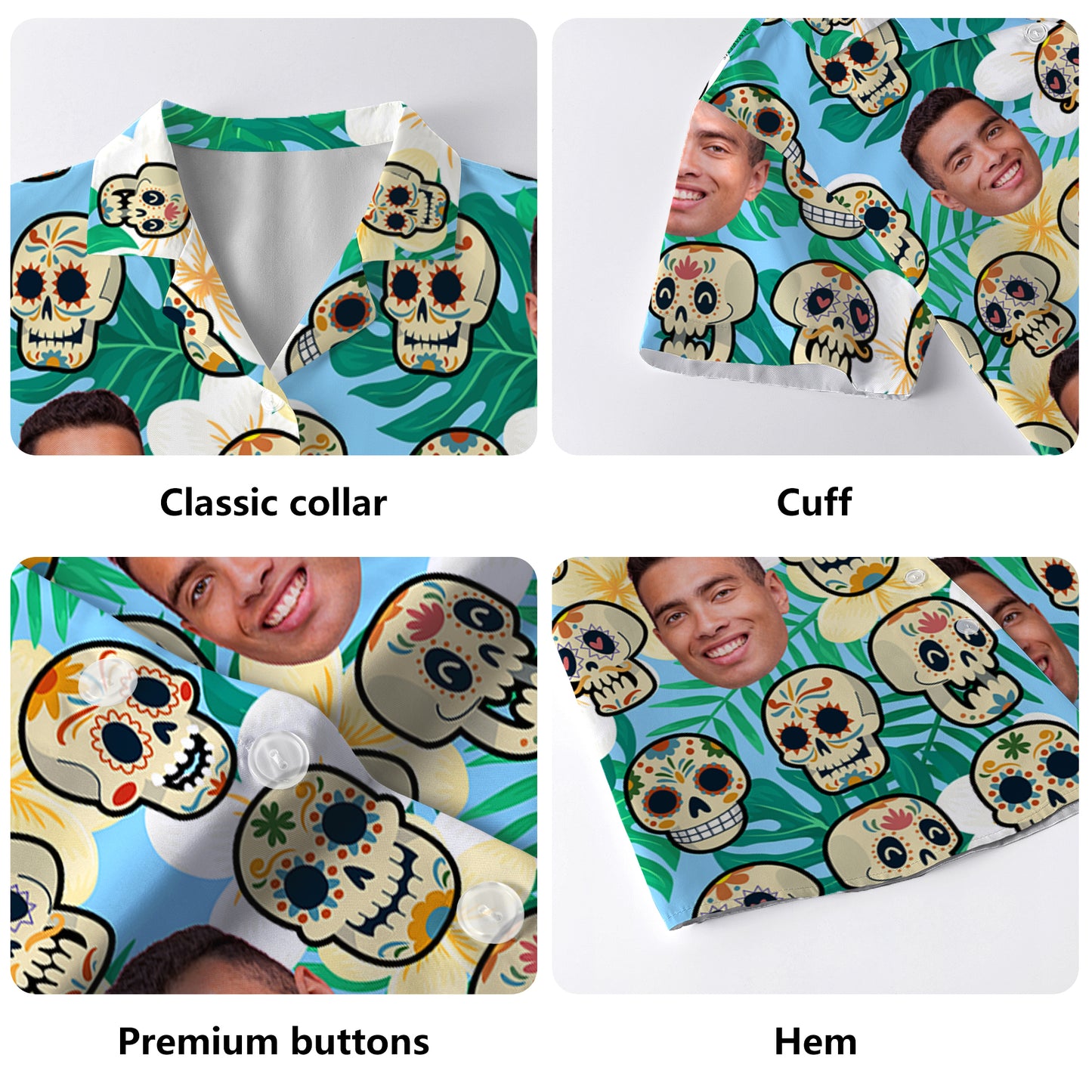 Chemise hawaïenne personnalisée Un Poco Loco avec votre photo - Chemise hawaïenne unisexe personnalisée - ME008_HW