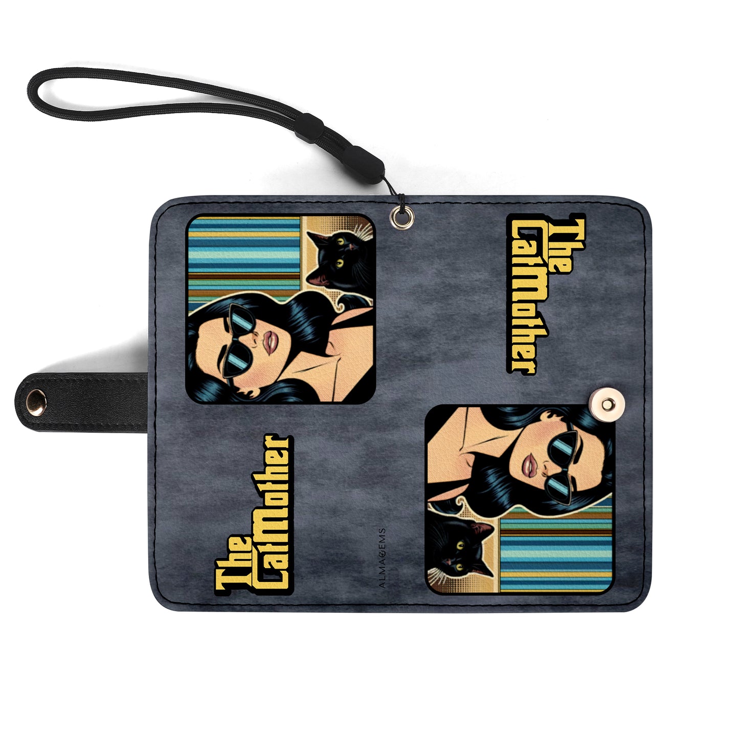 Portefeuille en cuir personnalisé pour téléphone avec motif animalier et texte - QCUSTOM09PW