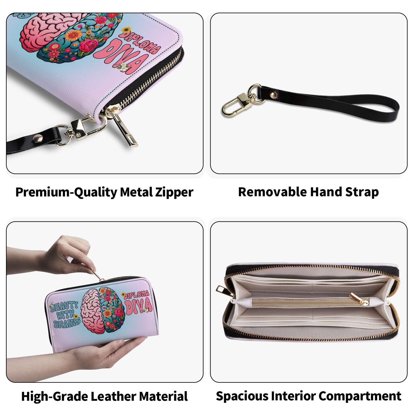 Belleza con cerebros. Diploma DIVA - Cartera de piel para mujer - WW08