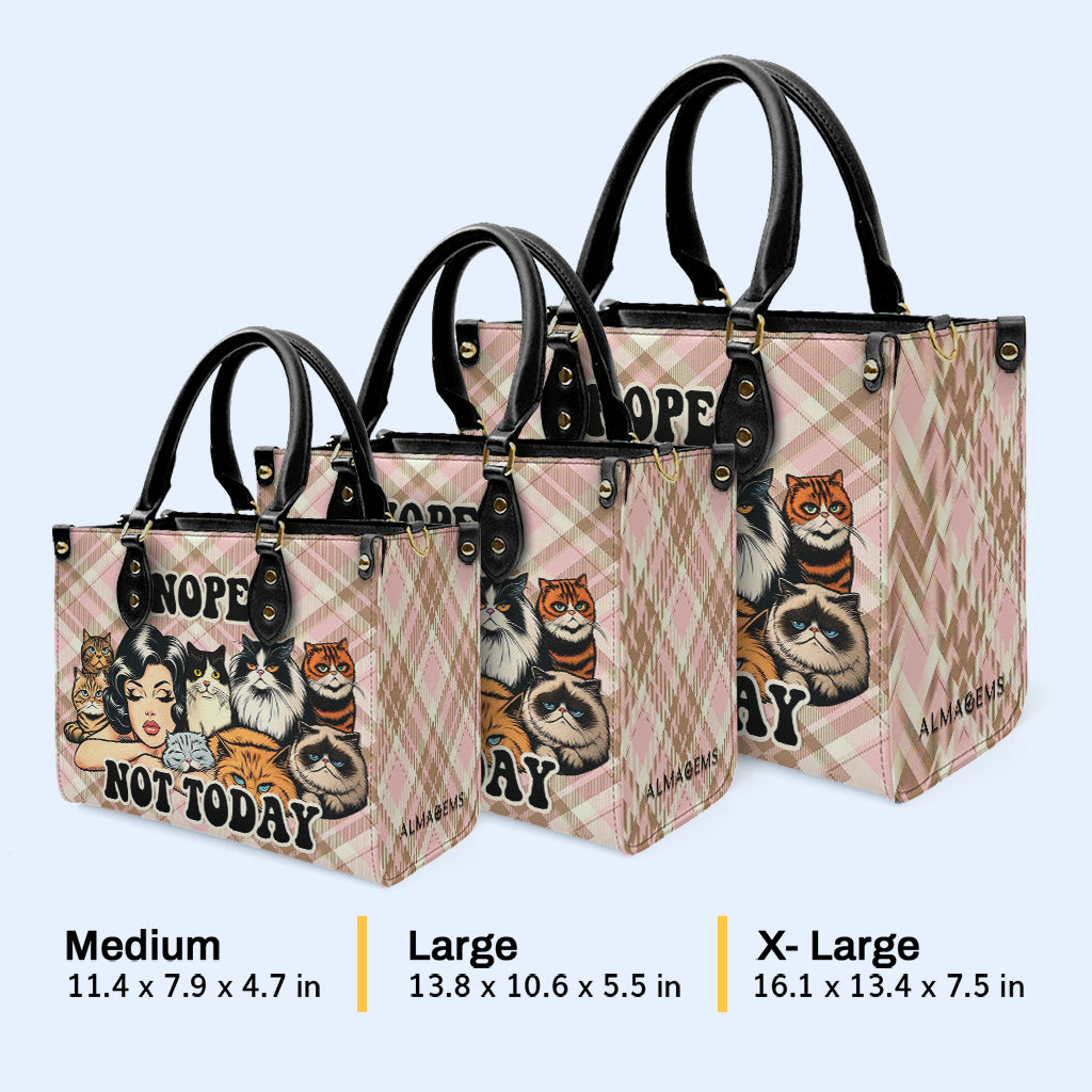 Non. Pas aujourd'hui ! Sac à main en cuir personnalisé pour les amoureux des chats - LL20