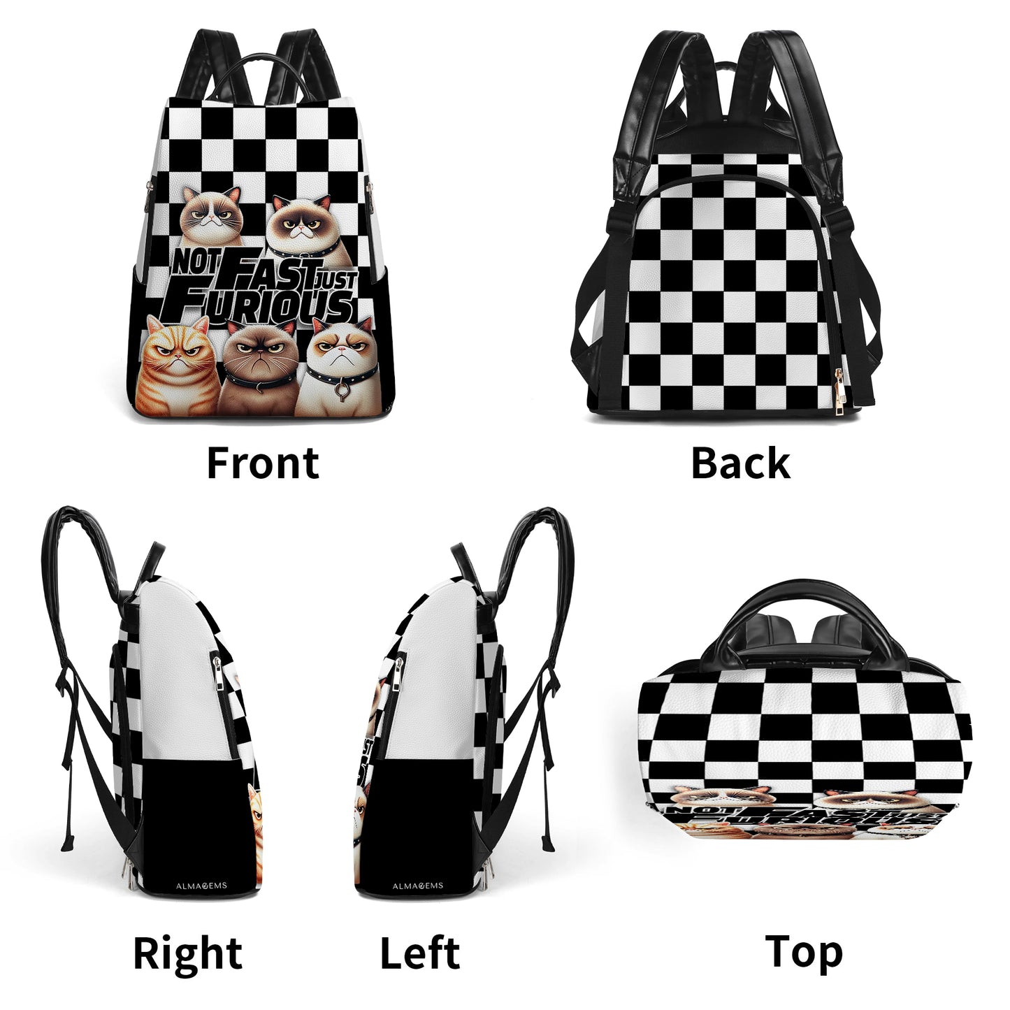 Not Fast Just Furious - Personalized Custom Leather BackPack - BP_CAT05