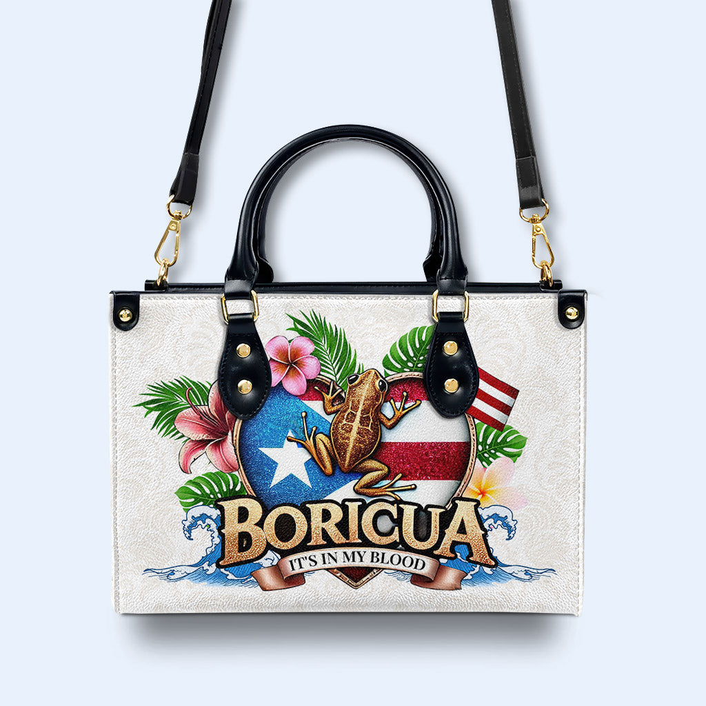 BORICUA. J'AI DANS LE SANG - Sac à main en cuir personnalisé - LA023_HB