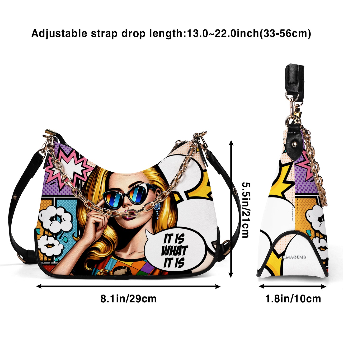 C'est ce que c'est - Sac à main bandoulière personnalisé avec chaîne - DB21CH