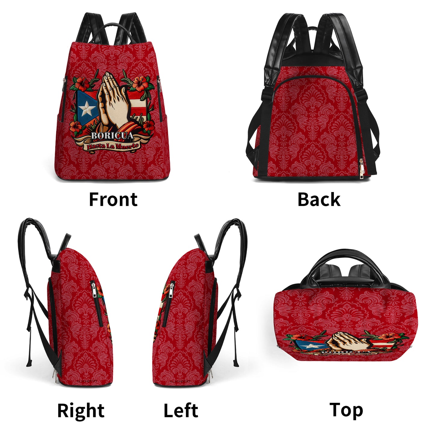 Boricua Hasta La Muerte - Personalized Custom Leather BackPack - HS019_BP
