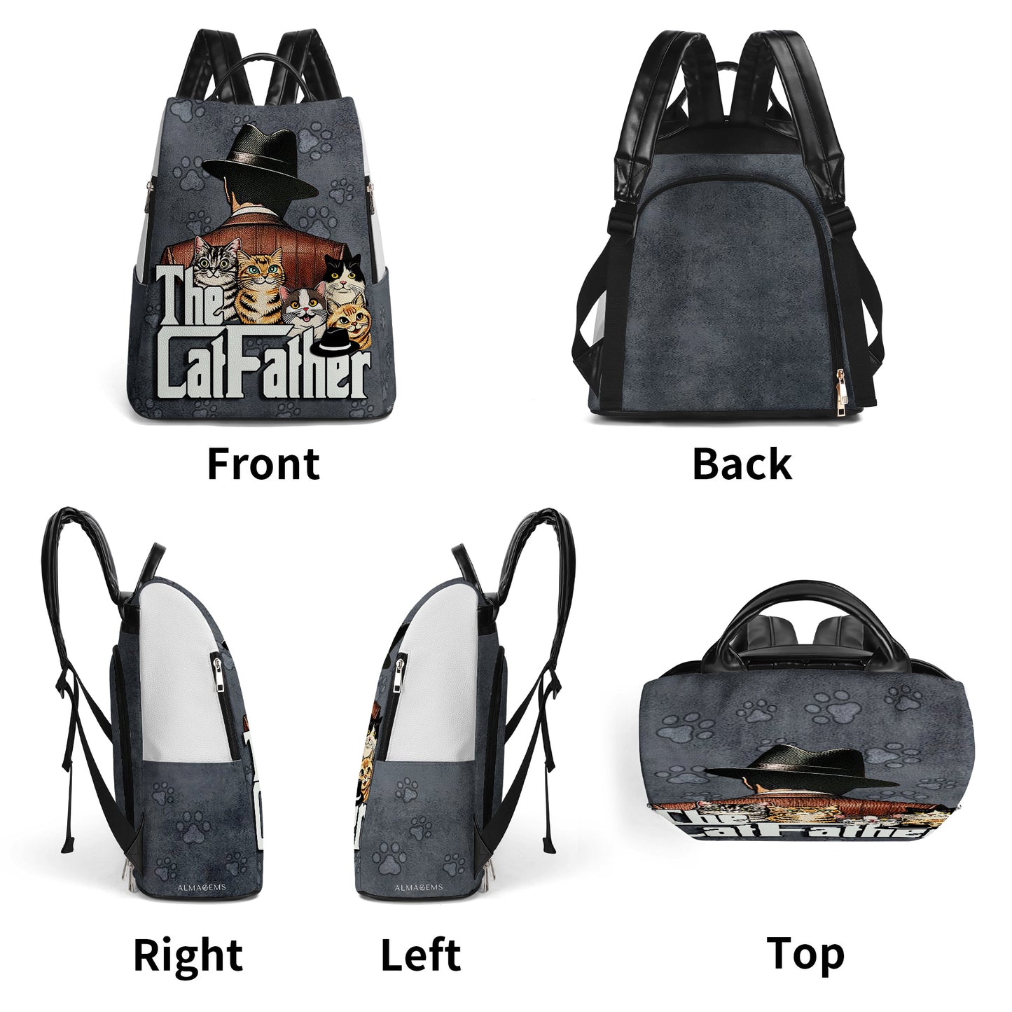 The Cat Father - Personalized Custom Leather BackPack - BP_CAT09