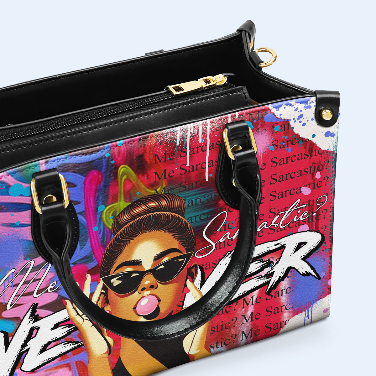 Moi, sarcastique ? Jamais ! - Sac à main en cuir personnalisé - DG084_HB