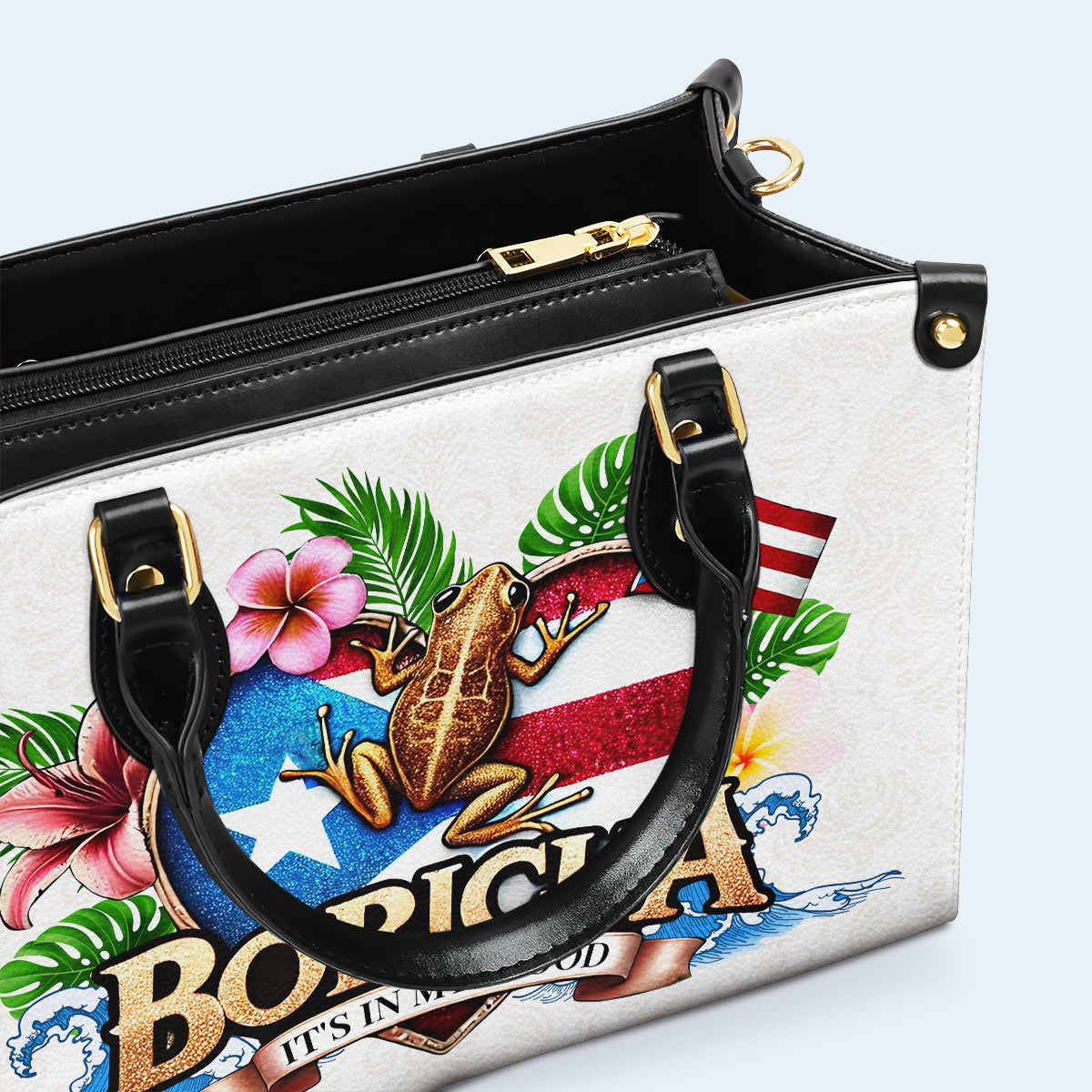 BORICUA. J'AI DANS LE SANG - Sac à main en cuir personnalisé - LA023_HB
