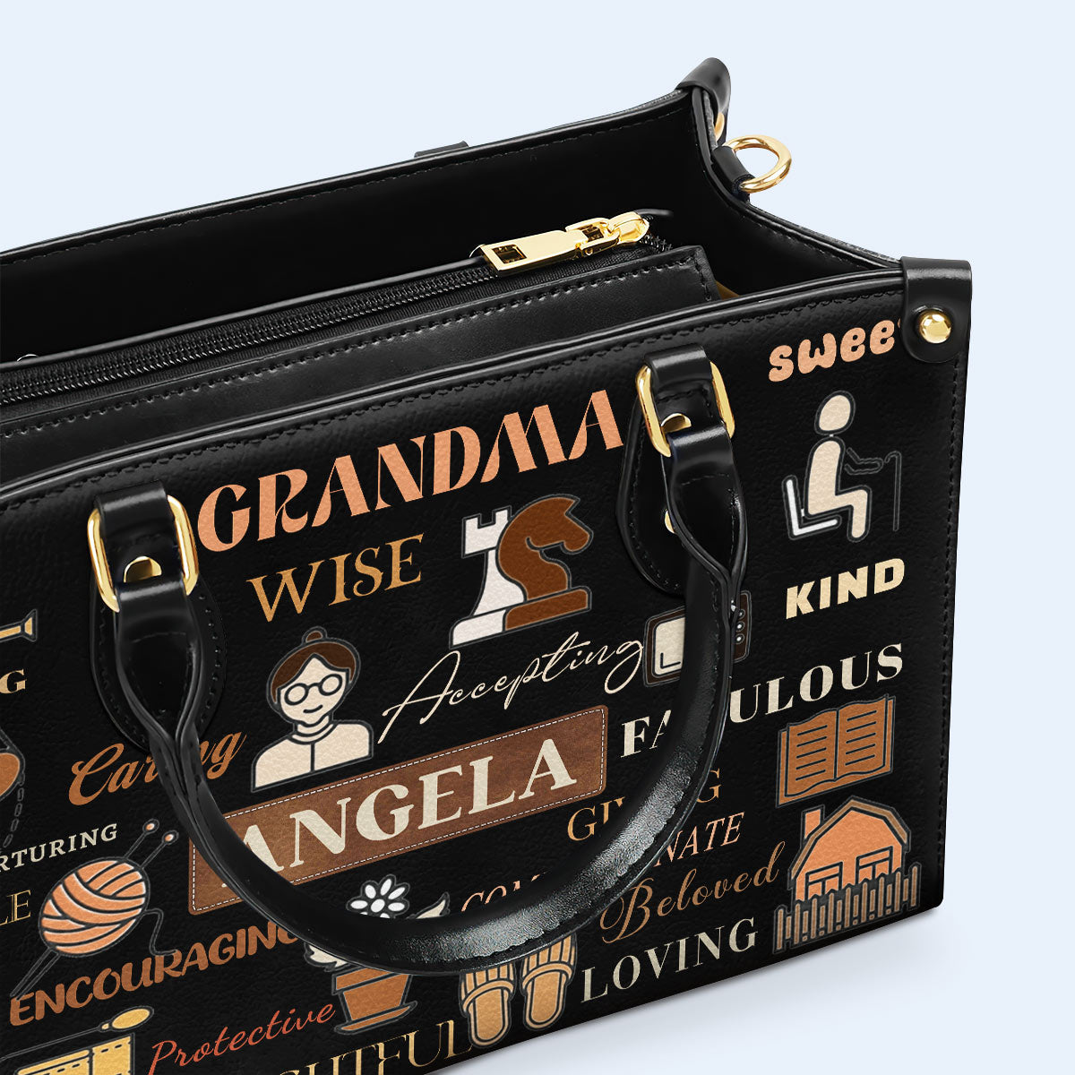 Grand-mère. Abuela - Sac à main en cuir personnalisé - FM037_HB