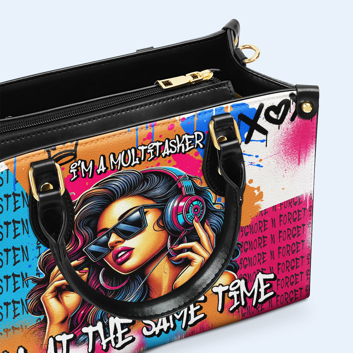 Soy una persona multitarea - Bolso de mano de cuero personalizado - DG082_HB
