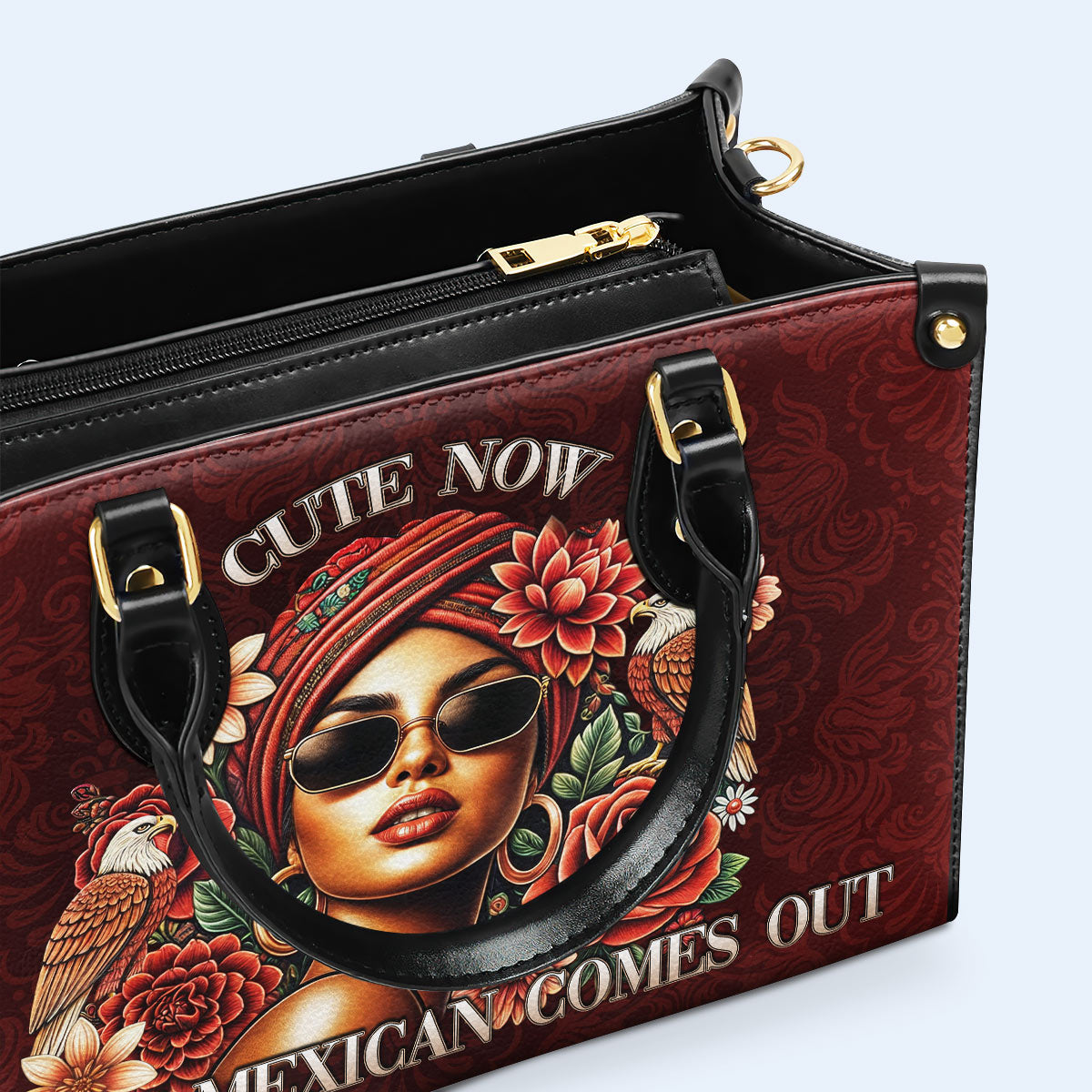 Mignon maintenant... Jusqu'à ce que mon mexicain sorte - Sac à main en cuir personnalisé - ME058_HB