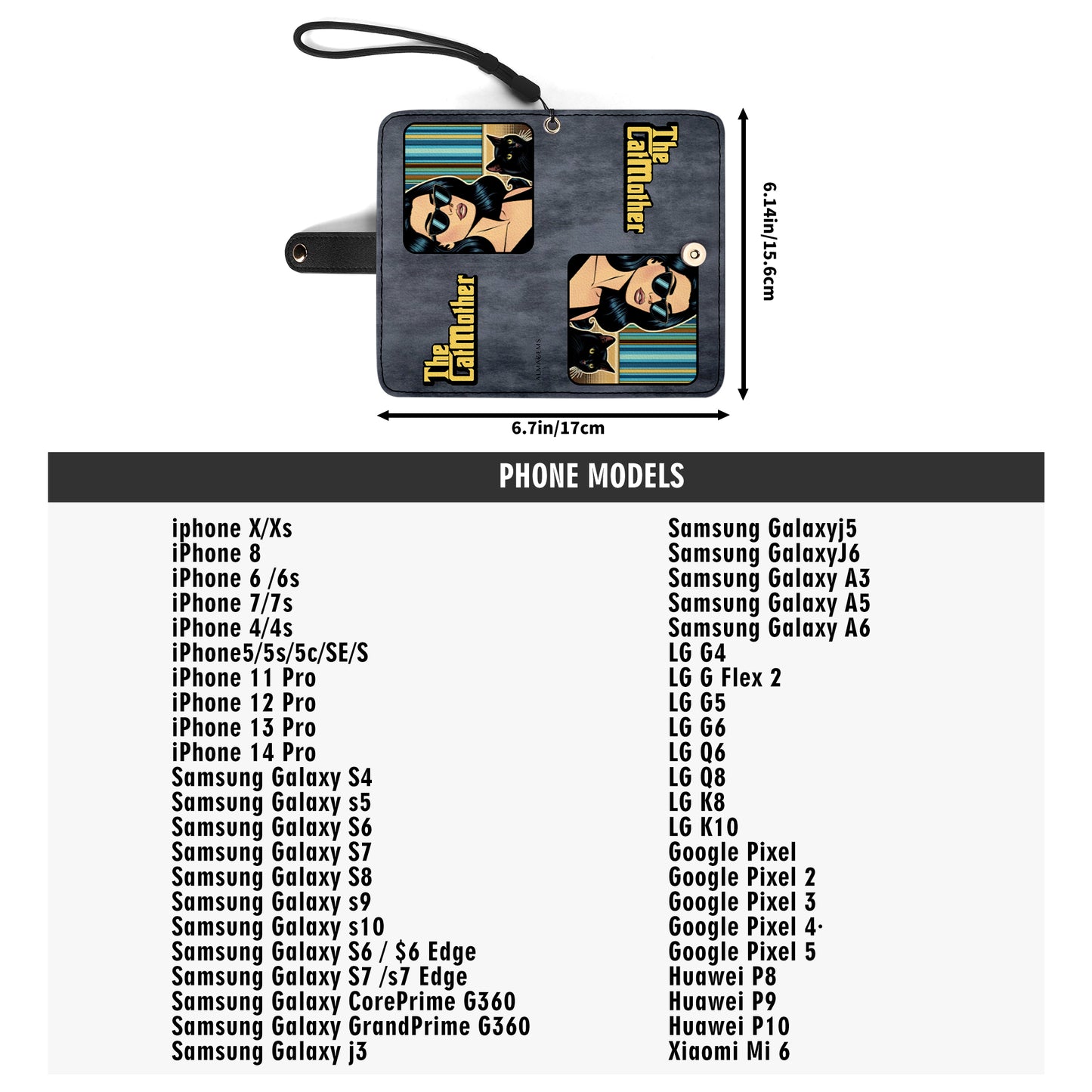 Portefeuille en cuir personnalisé pour téléphone avec motif animalier et texte - QCUSTOM09PW