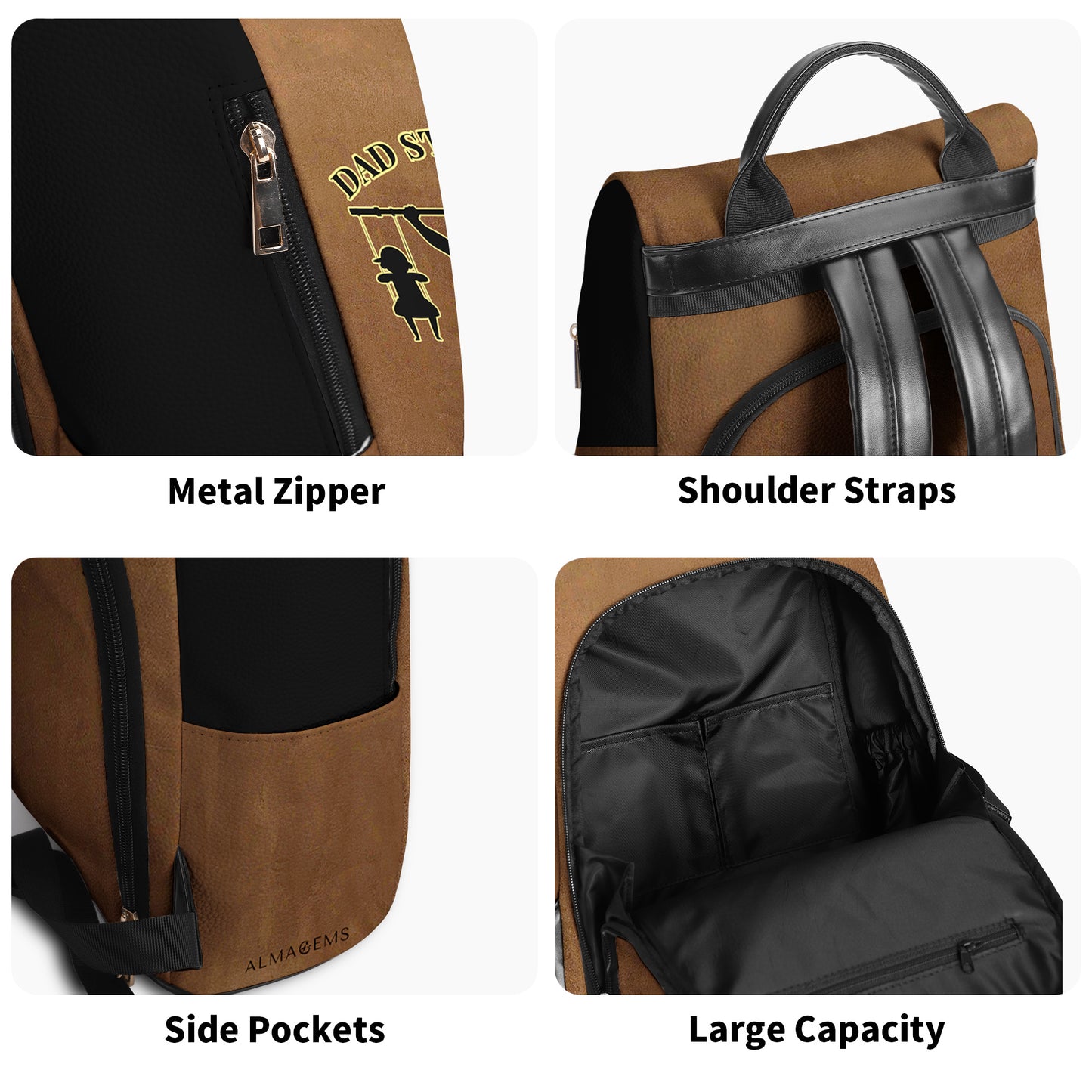 DAD STRENGTH - Sac à dos en cuir personnalisé - BP_FN12
