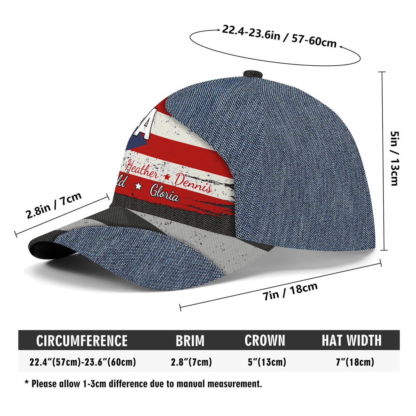 Fier d'être Boricua - Casquette de baseball personnalisée, imprimé intégral - LA036_BAC