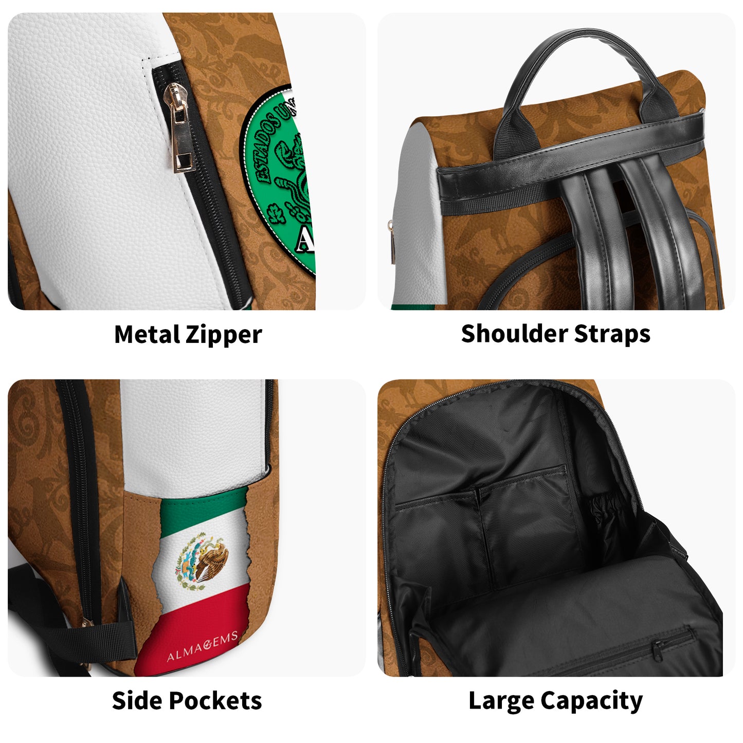 Estados Unidos Mexicanos - Personalized Custom Leather BackPack - BP_MX12