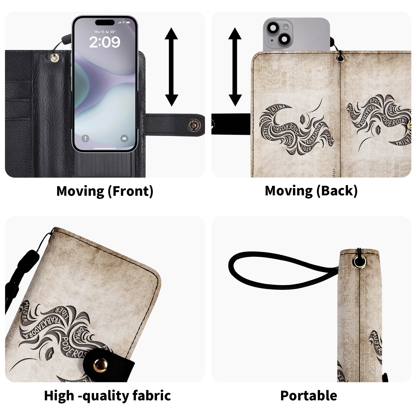 Cartera de cuero personalizada para teléfono de chica latina - HG36PW