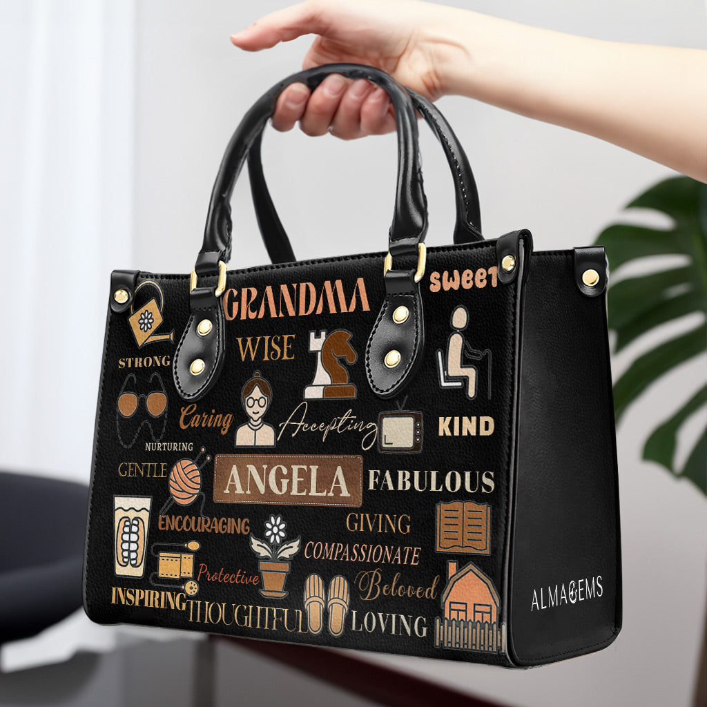 Grand-mère. Abuela - Sac à main en cuir personnalisé - FM037_HB