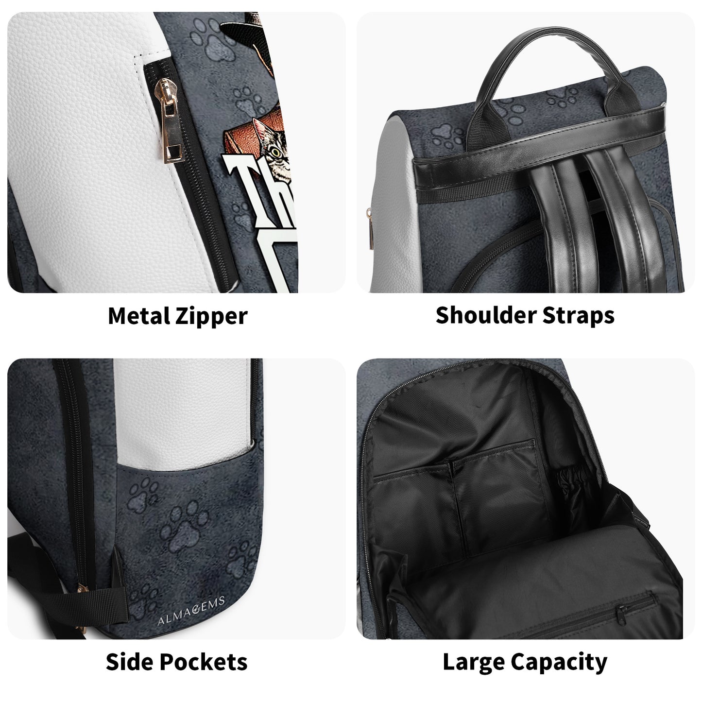 The Cat Father - Personalized Custom Leather BackPack - BP_CAT09
