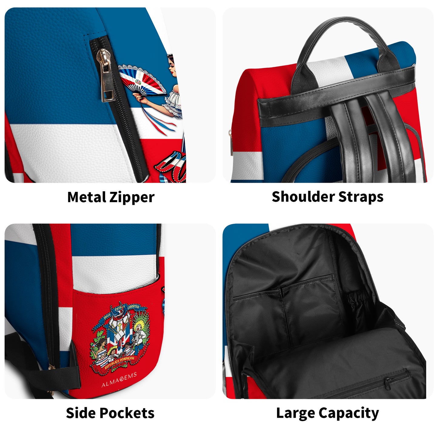 Dominicana - Mochila de Cuero Personalizada - LA002_BP