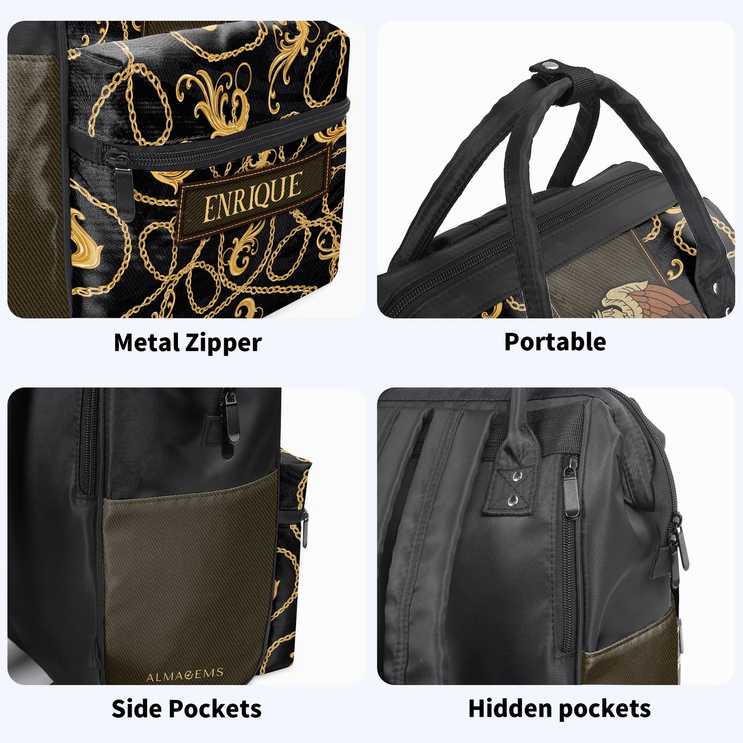 The Golden Eagle - Personalized Custom Duckbilled Travel Backpack - ME007_DKB