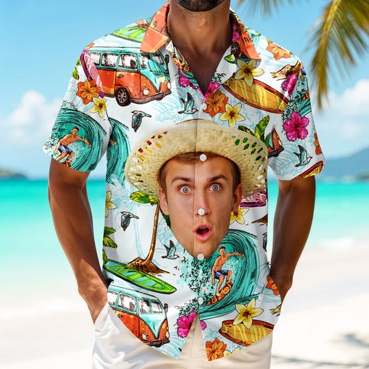 Celebrate Summer Vibes, Surfer And Tropical Flowers