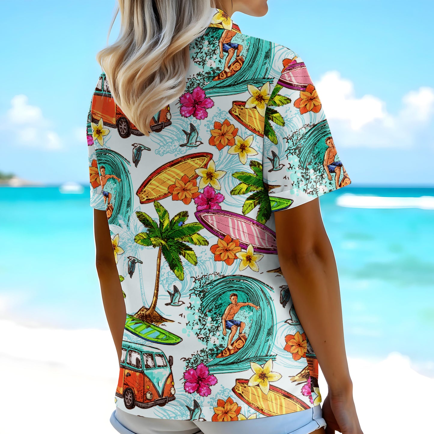 Celebrate Summer Vibes, Surfer And Tropical Flowers