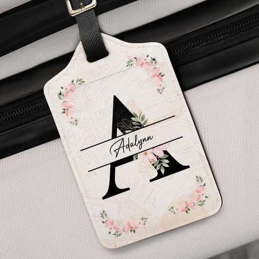 Chic Floral Initial Personalized Luggage Tag