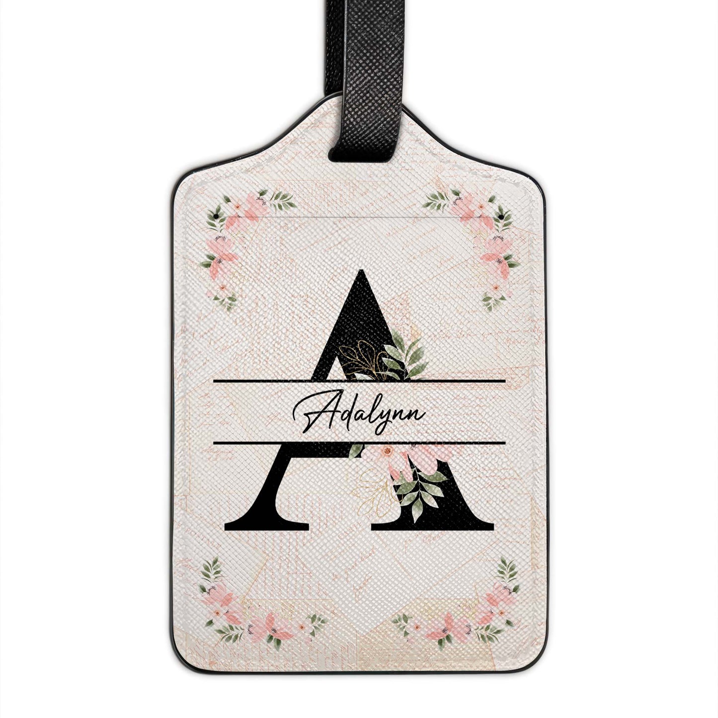Chic Floral Initial Personalized Luggage Tag