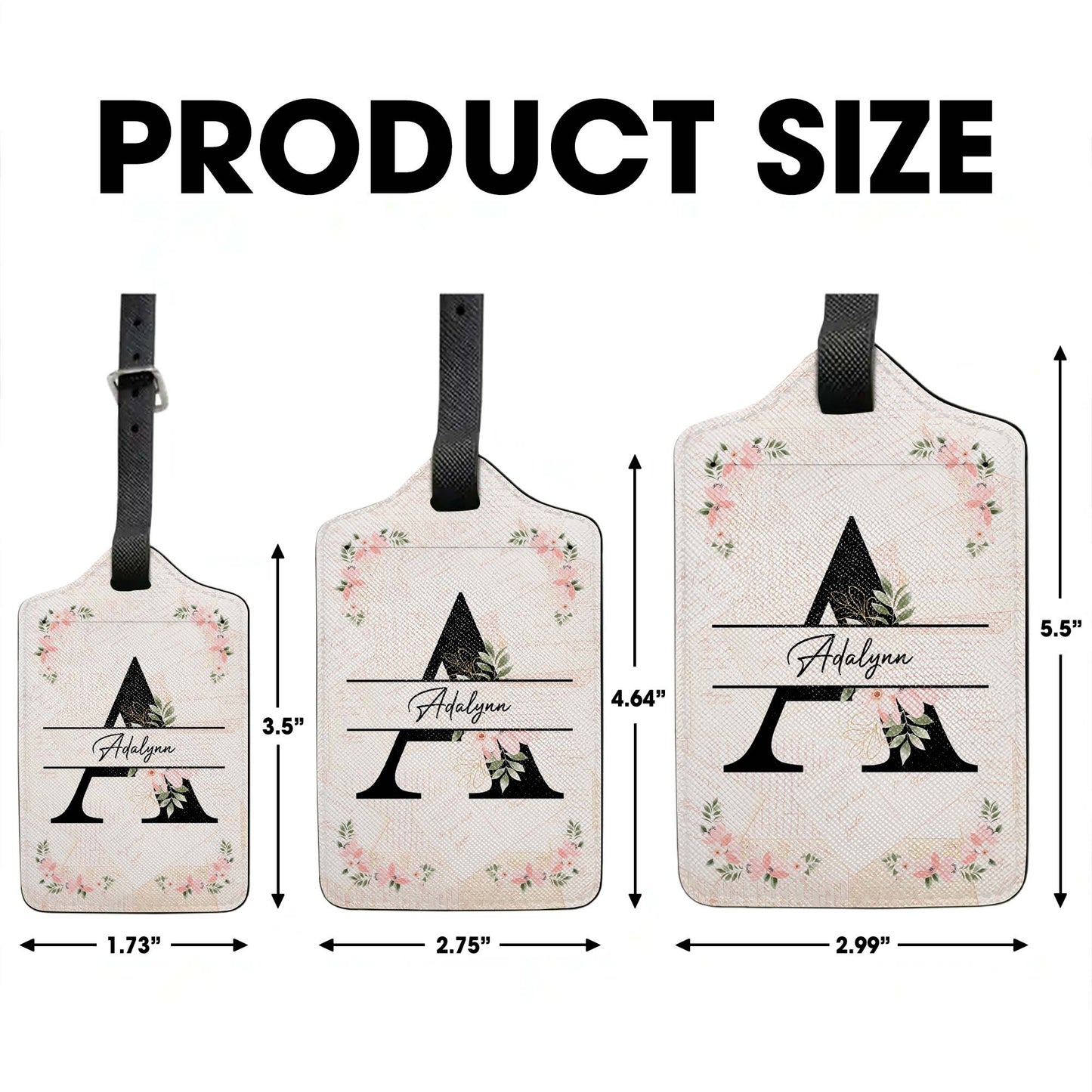 Chic Floral Initial Personalized Luggage Tag