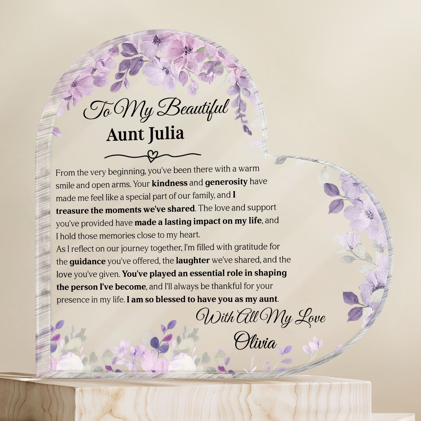 To My Beautiful Aunt, Celebrating Lasting Moments