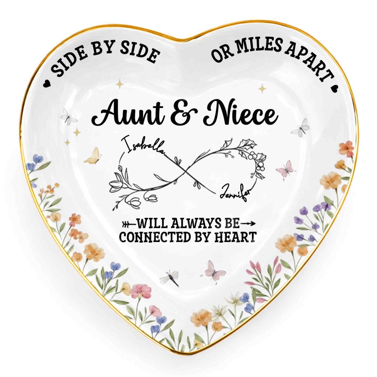 Side By Side Or Miles Apart Aunt Niece Flowers Infinity Symbol