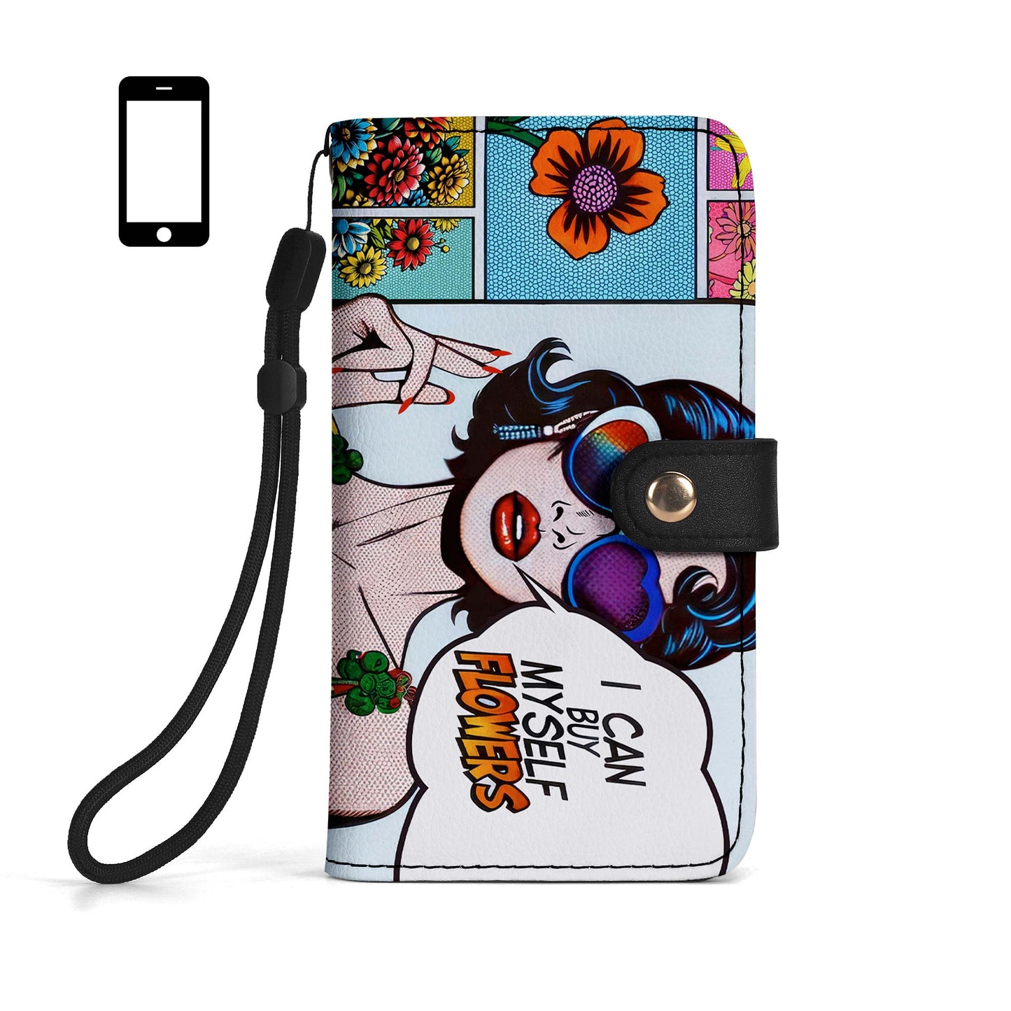 Puedo comprarme flores - Cartera de cuero personalizada para teléfono - BF02PW