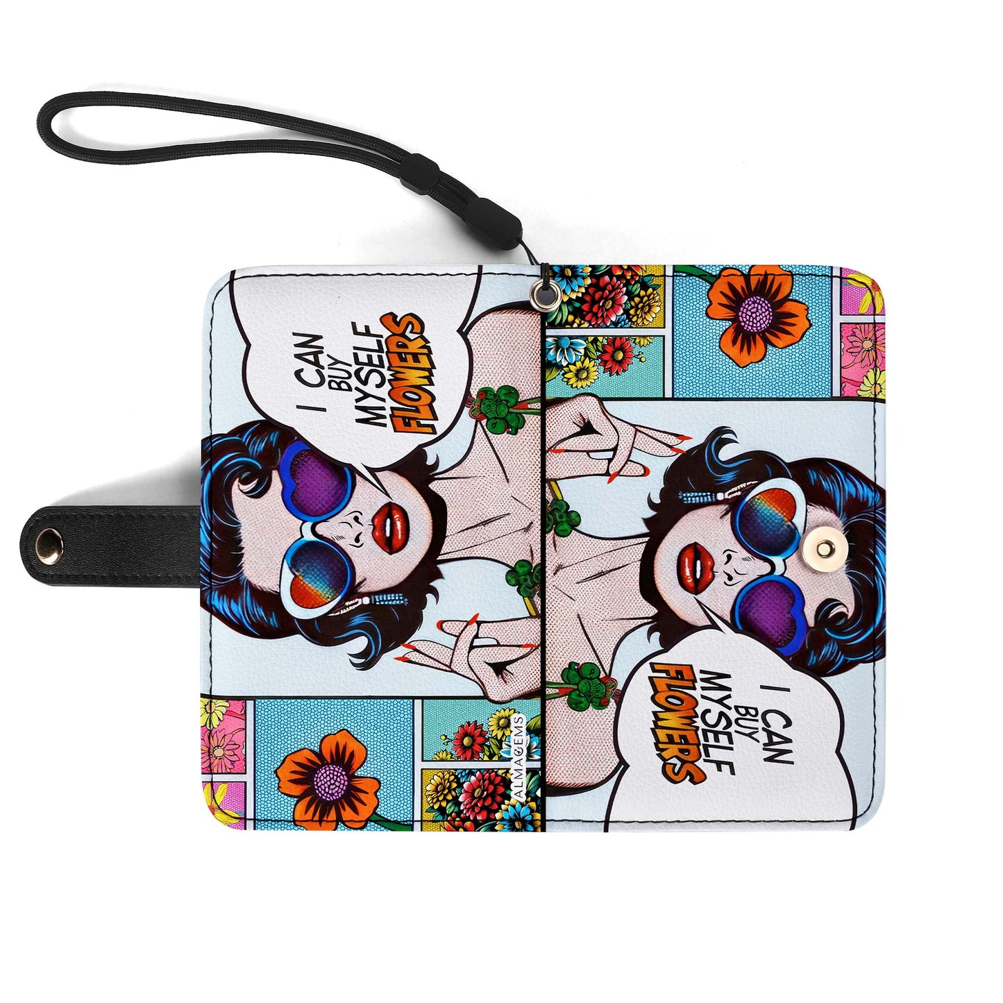 Puedo comprarme flores - Cartera de cuero personalizada para teléfono - BF02PW