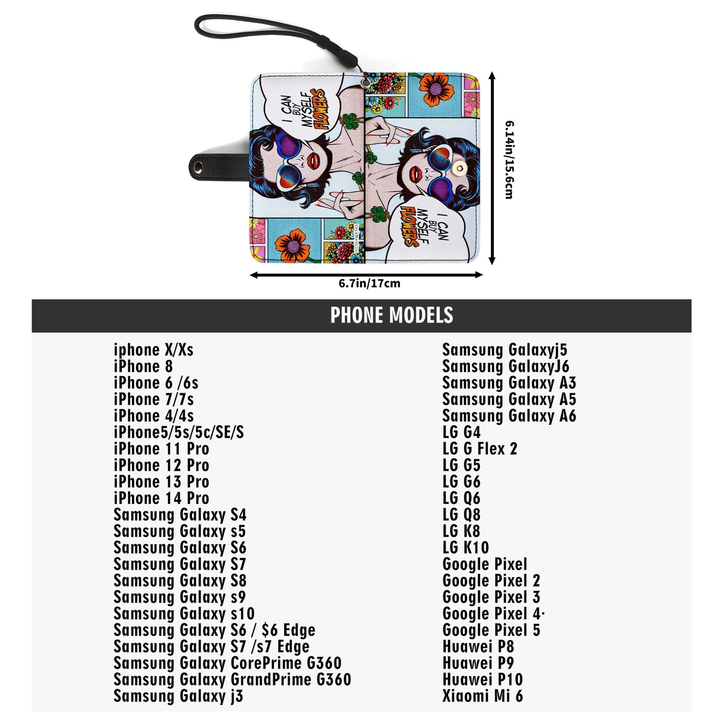 Puedo comprarme flores - Cartera de cuero personalizada para teléfono - BF02PW