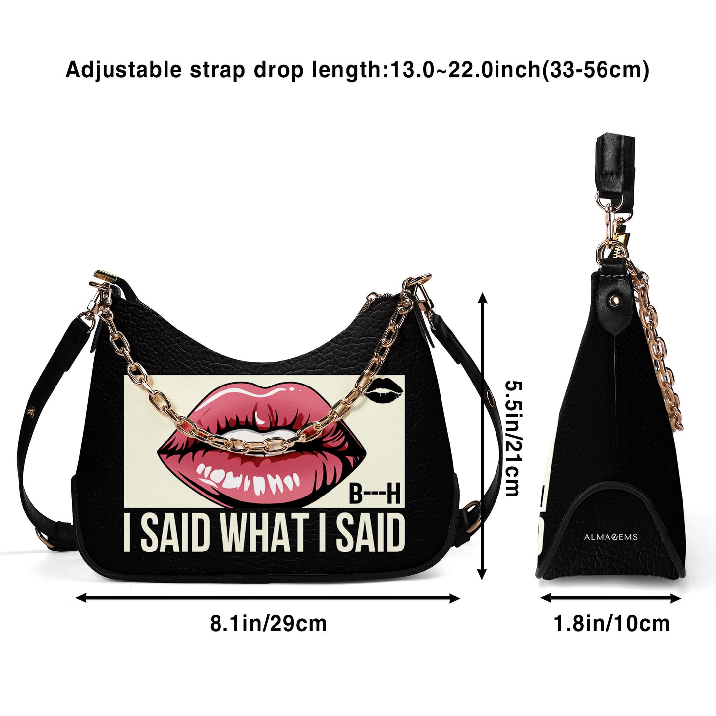 J'ai dit ce que j'ai dit - Sac à main bandoulière personnalisé avec chaîne - BIS02CH