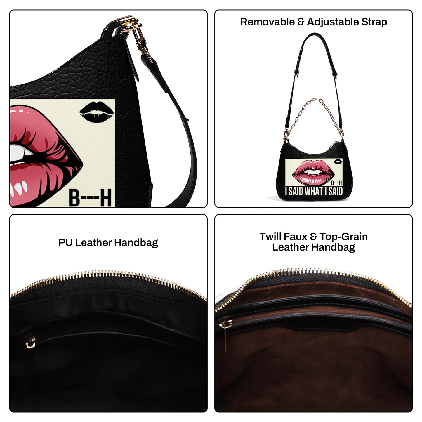 J'ai dit ce que j'ai dit - Sac à main bandoulière personnalisé avec chaîne - BIS02CH