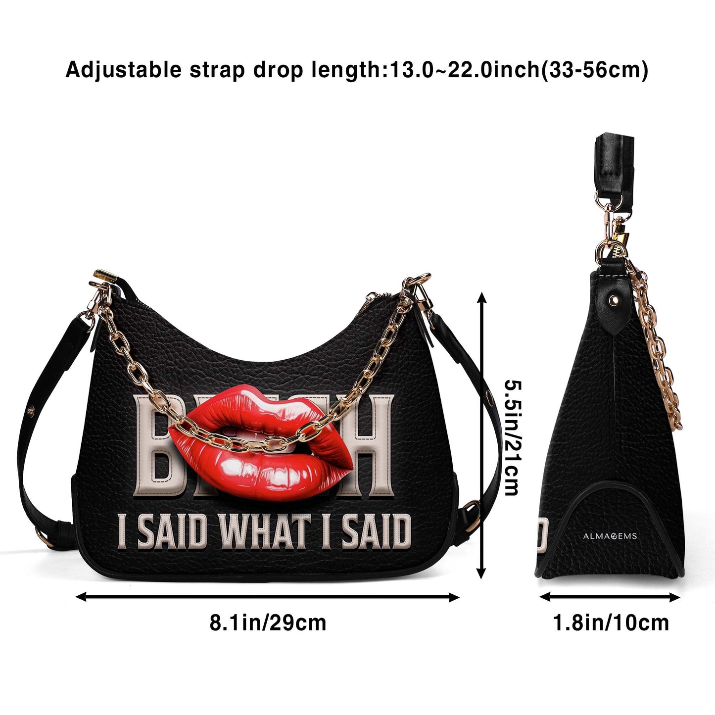 Dije lo que dije: bolso de mano con cadena personalizada y bandolera - BIS07CH