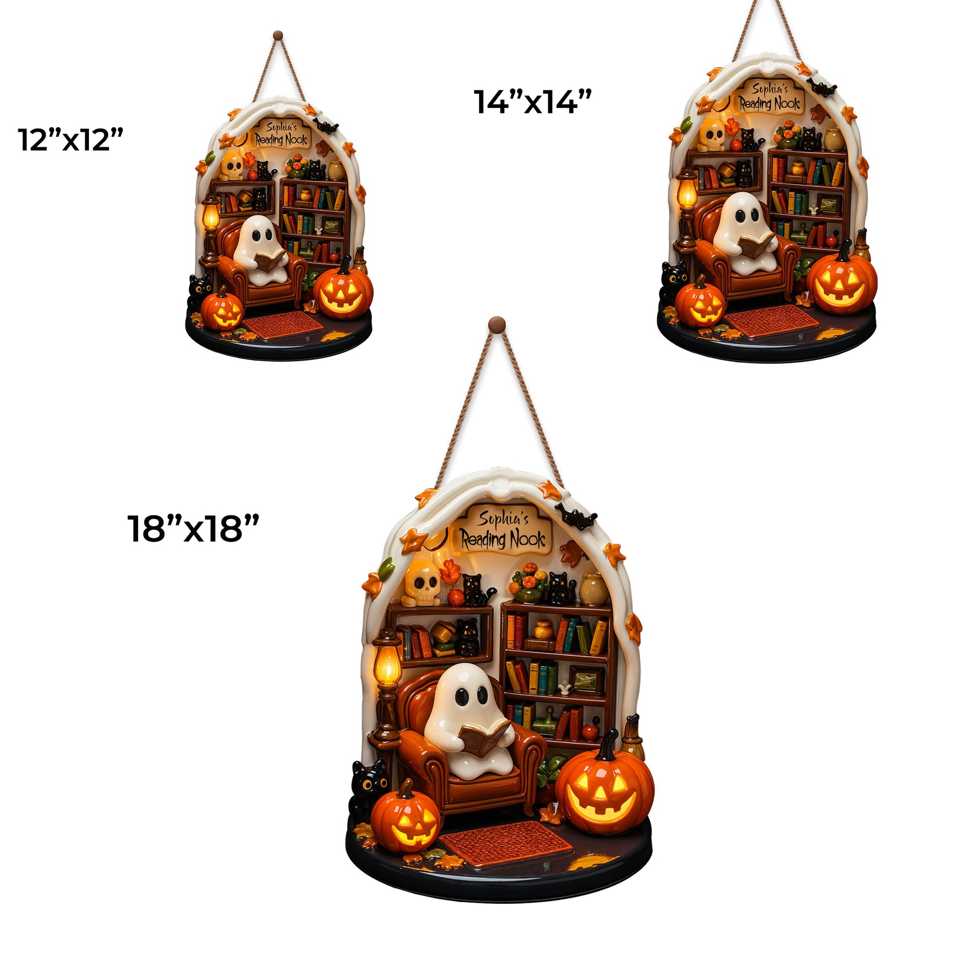 Sophia's Reading Nook With Ghost, Pumpkins, And Books