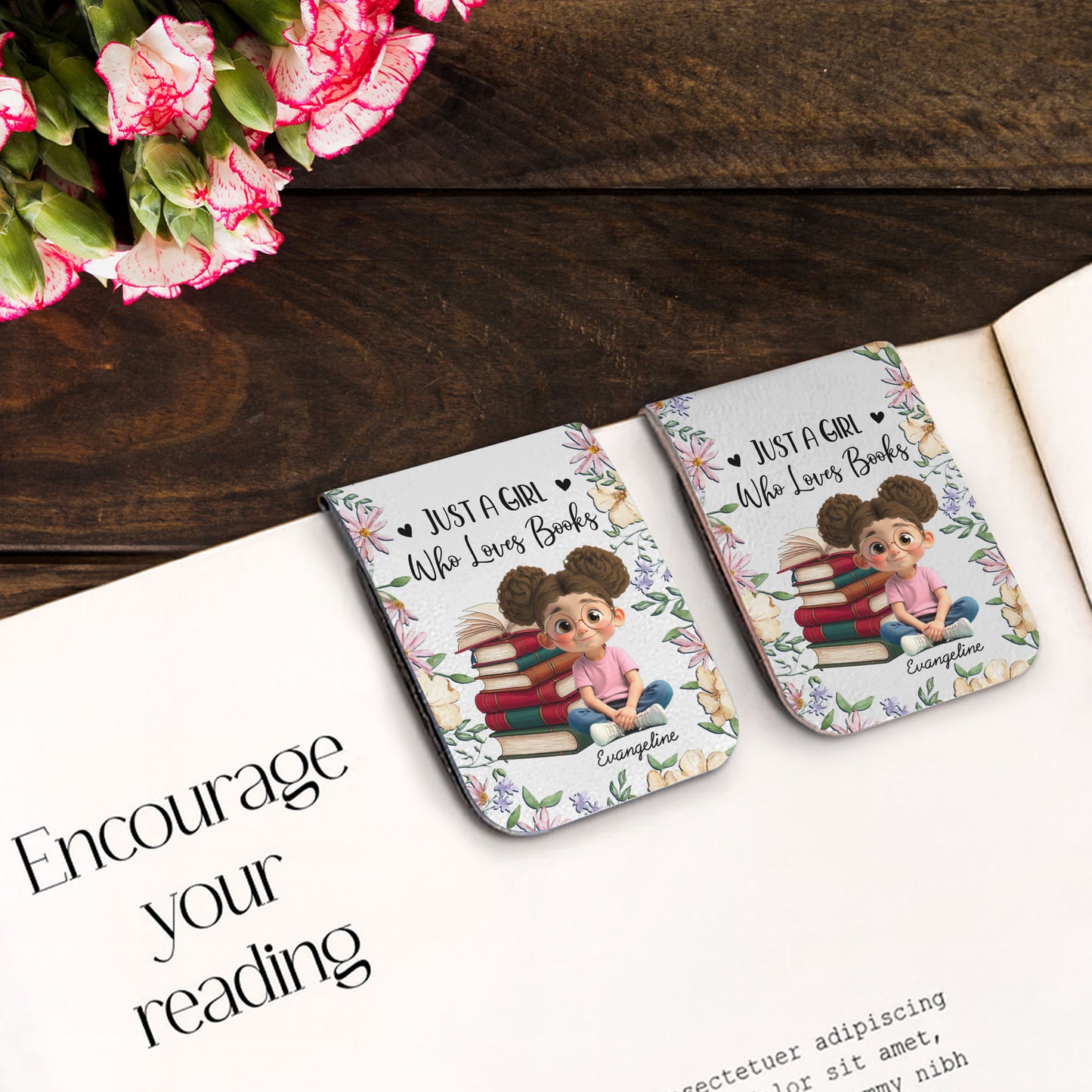 Just A Girl Who Loves Books, Girl With Books And Flowers