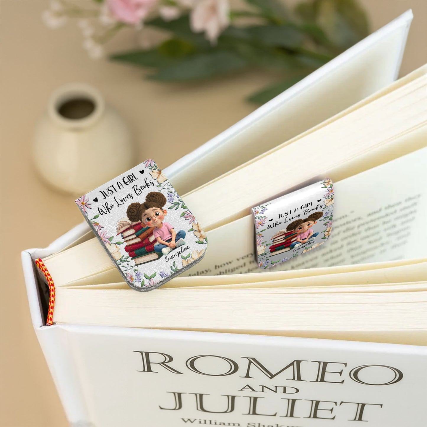 Just A Girl Who Loves Books, Girl With Books And Flowers
