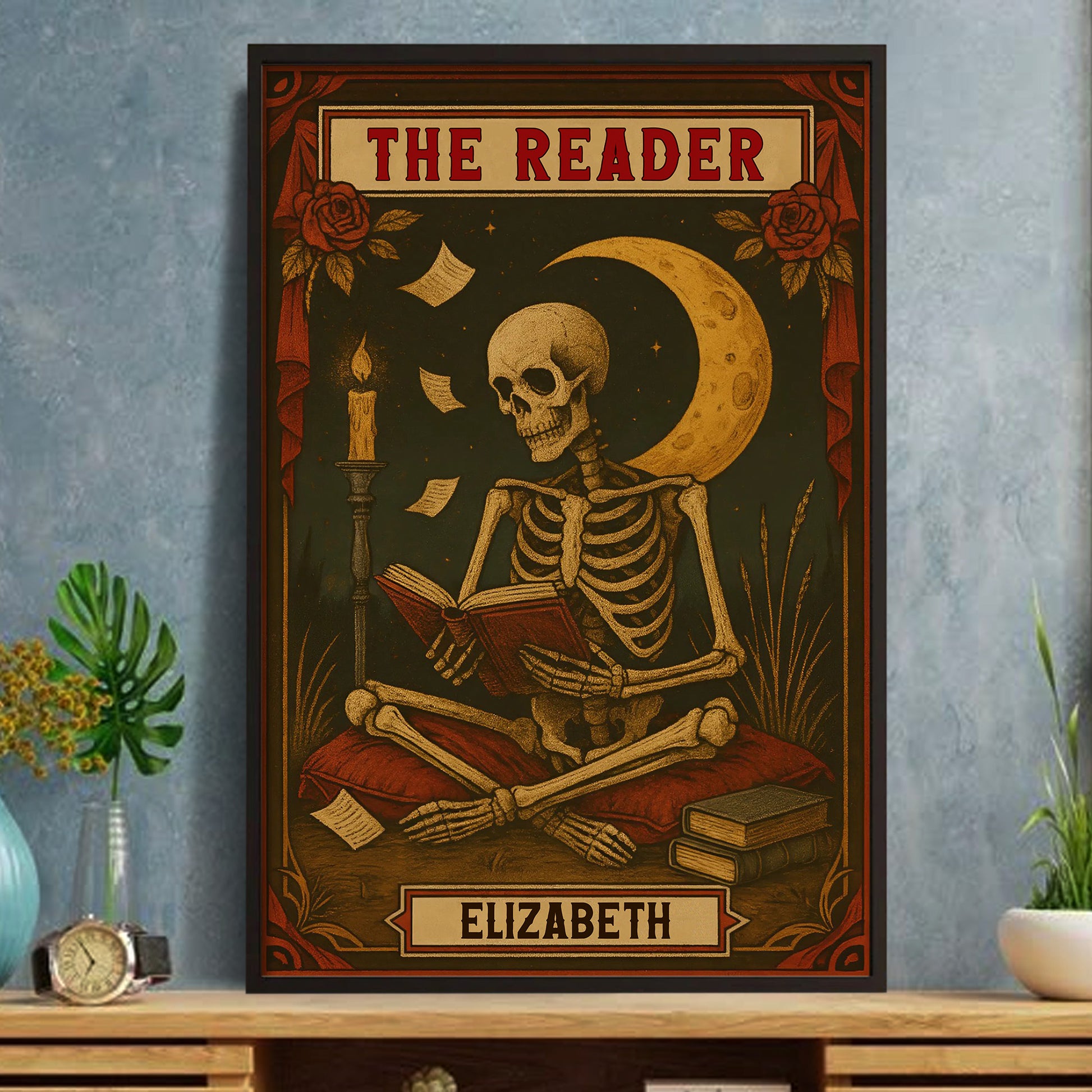 The Reader Skeleton With Books And Candles