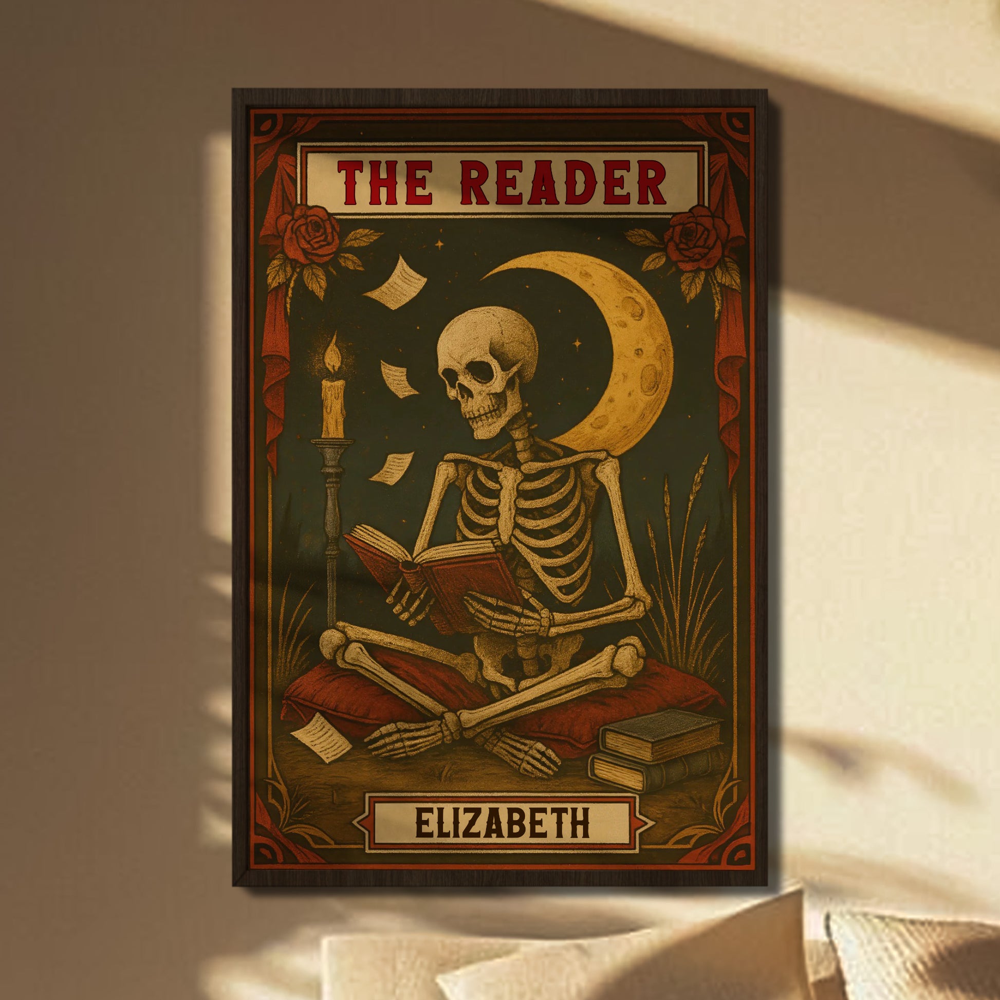The Reader Skeleton With Books And Candles