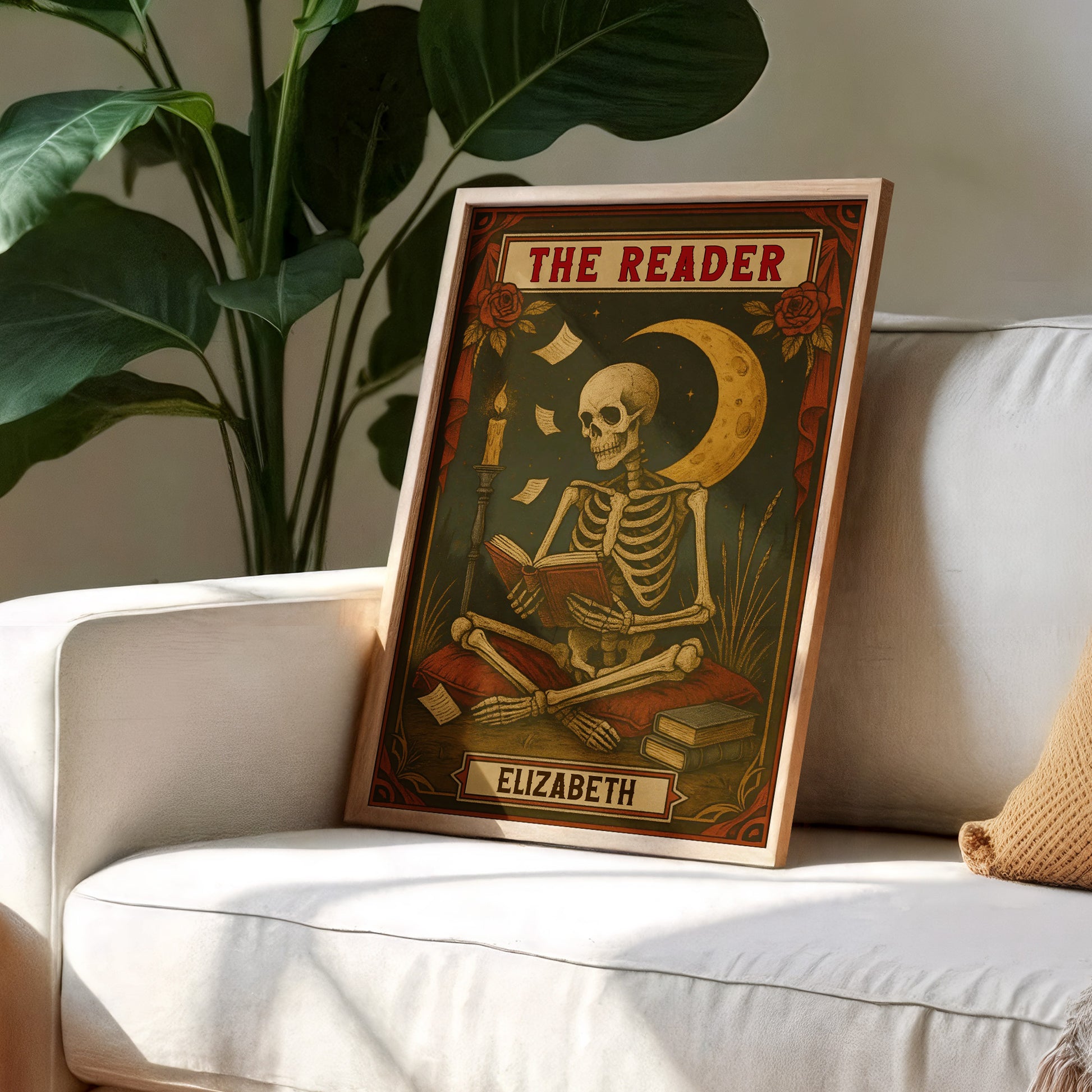 The Reader Skeleton With Books And Candles