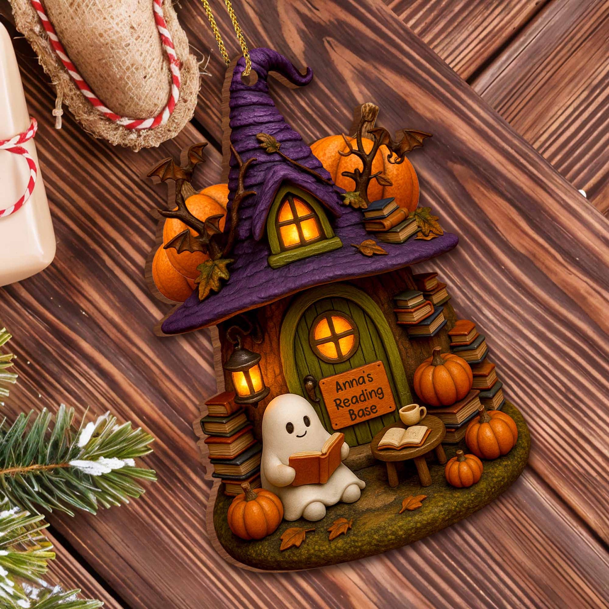 Cozy Witch Hat And Ghost Reading