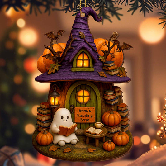 Cozy Witch Hat And Ghost Reading