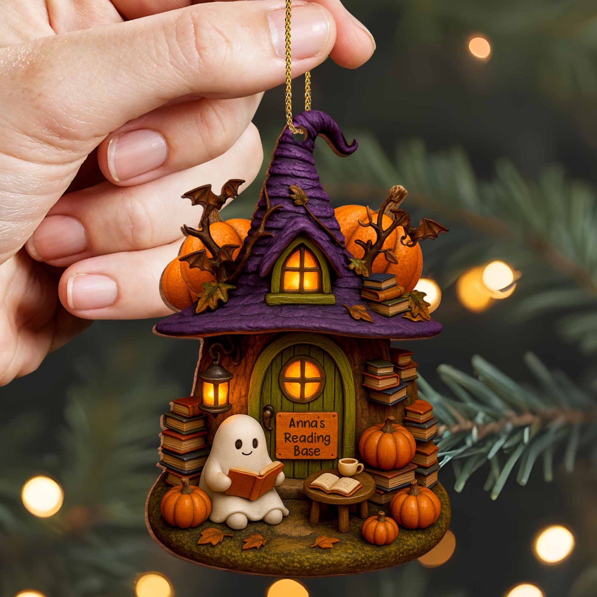 Cozy Witch Hat And Ghost Reading