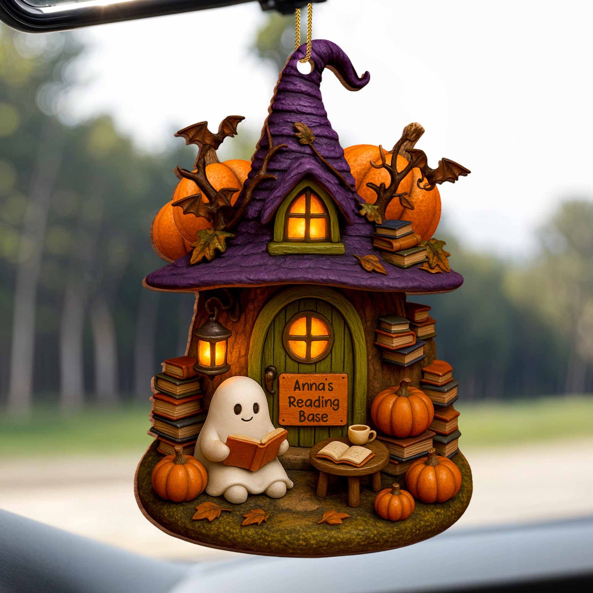 Cozy Witch Hat And Ghost Reading