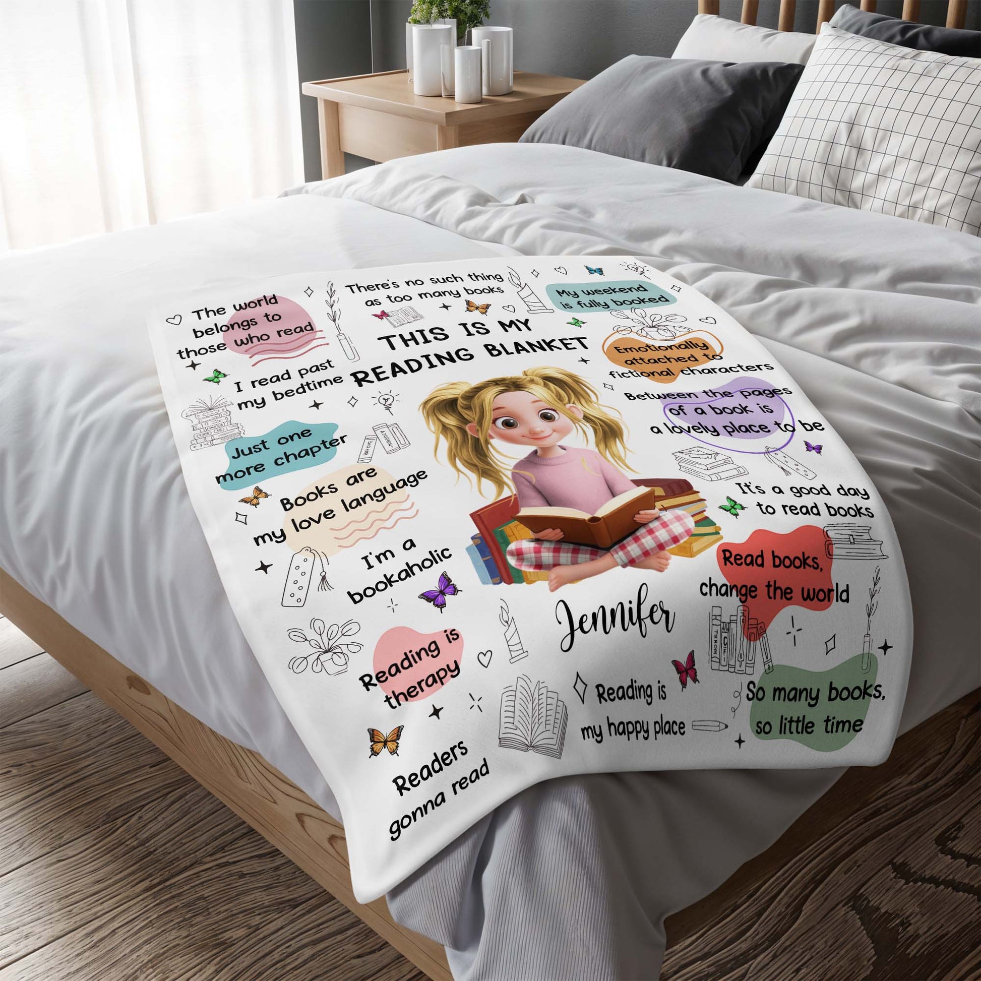 This Is My Reading Blanket Featuring Books And A Reading Girl